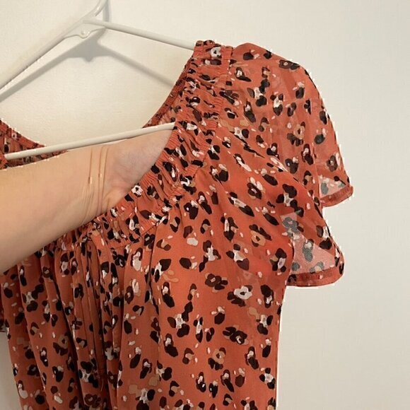SIENNA SKY Rose Pink Navy ish Cheetah Leopard Animal On / Off the Shoulder Dress - Picture 4 of 15
